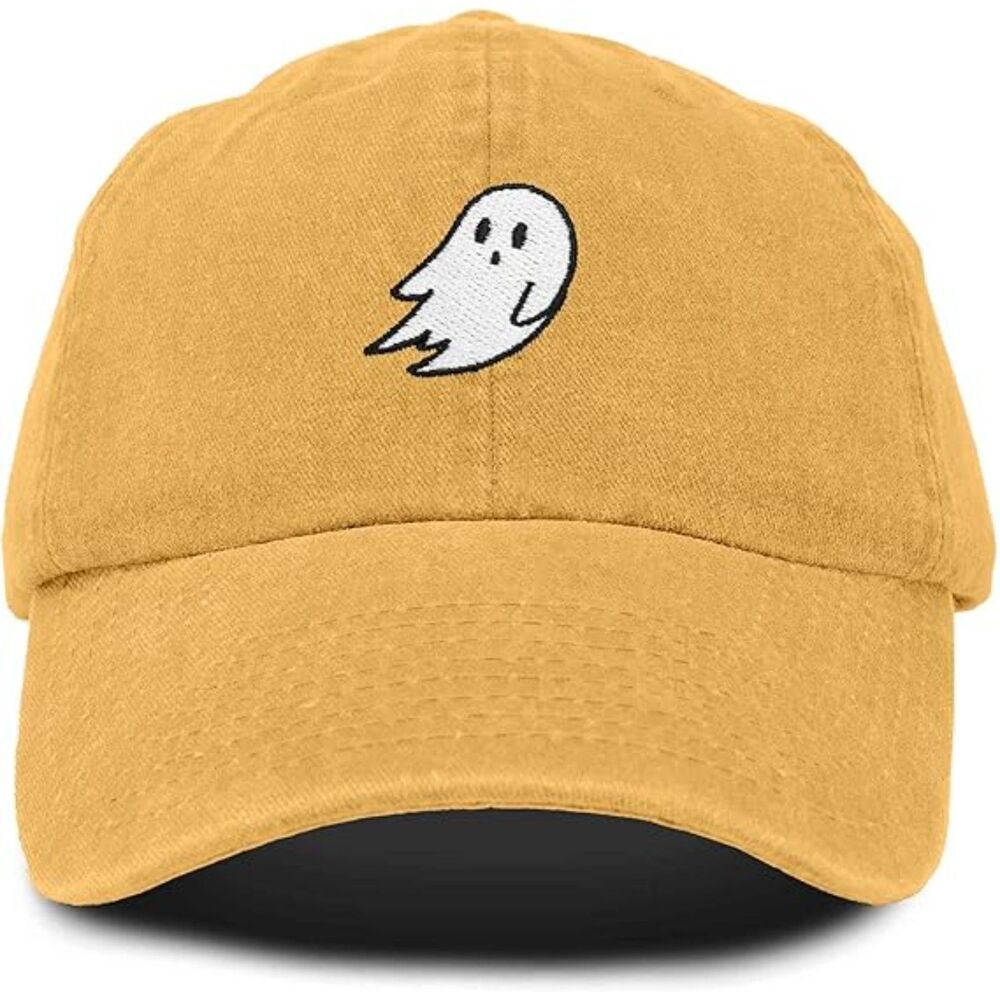 Unisex Camel 100%Cotton Ghost Embroidered Adjustable Buckle Classic Baseball Cap